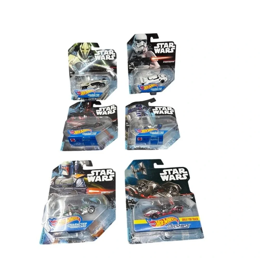 Hot Wheels Star Wars Character Cars Lot 6 Darth Vader Boba Fett Stormtrooper R2D